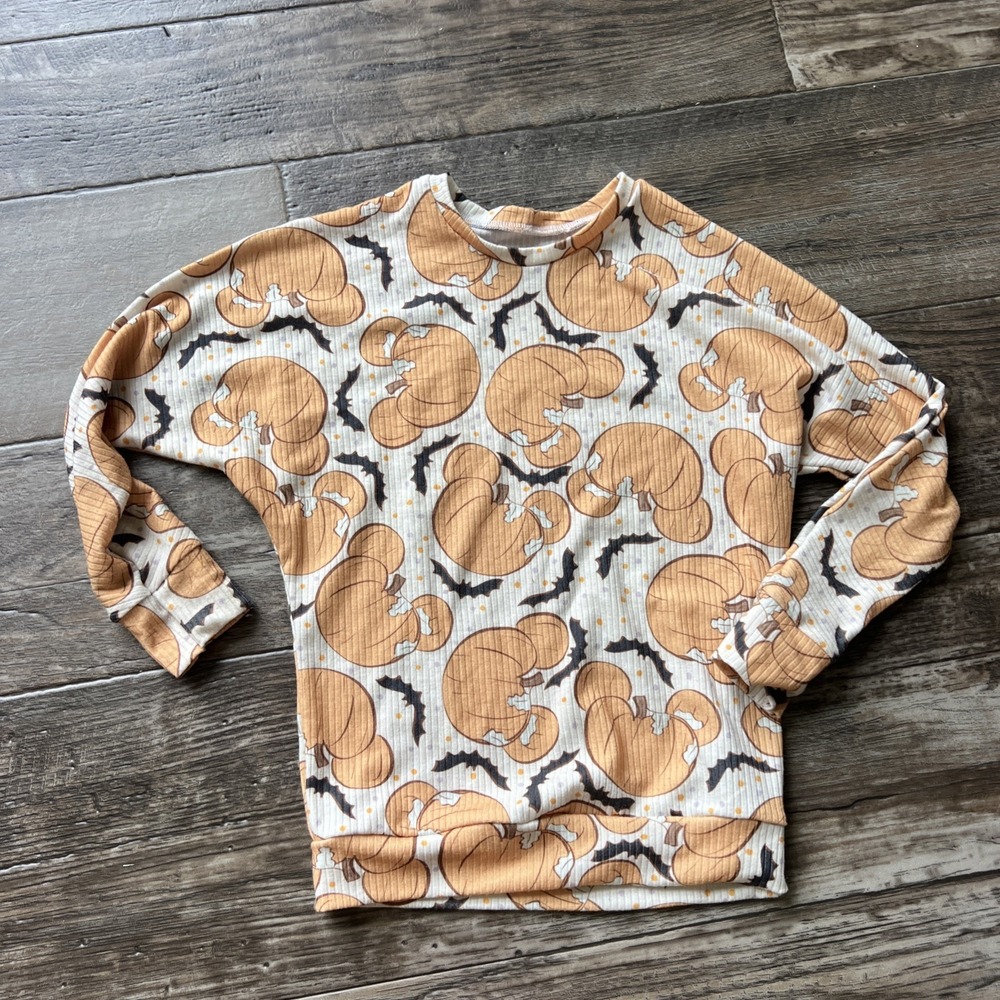 Handmade Mouse Halloween Fall Bat Toddler Girls Long Sleeve Size 4t Pumpkin